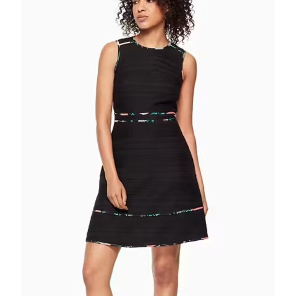 Kate Spade Blossom Trim Tweed Mini Dress in Black sz 8
